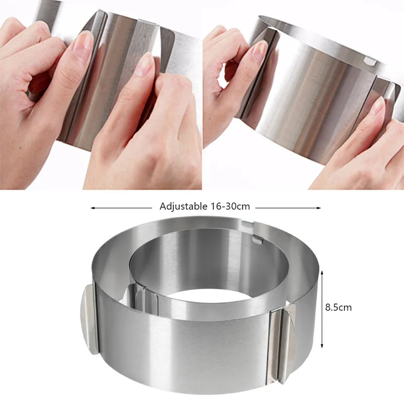 16 30 см круглый регулируемый формы для пирожных кольцо Мусса из нержавеющей стали