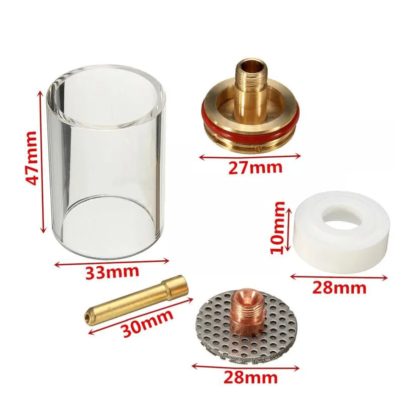 Стеклянный патрон для газовых линз изолятор TIG Torch Cup комплект сопла