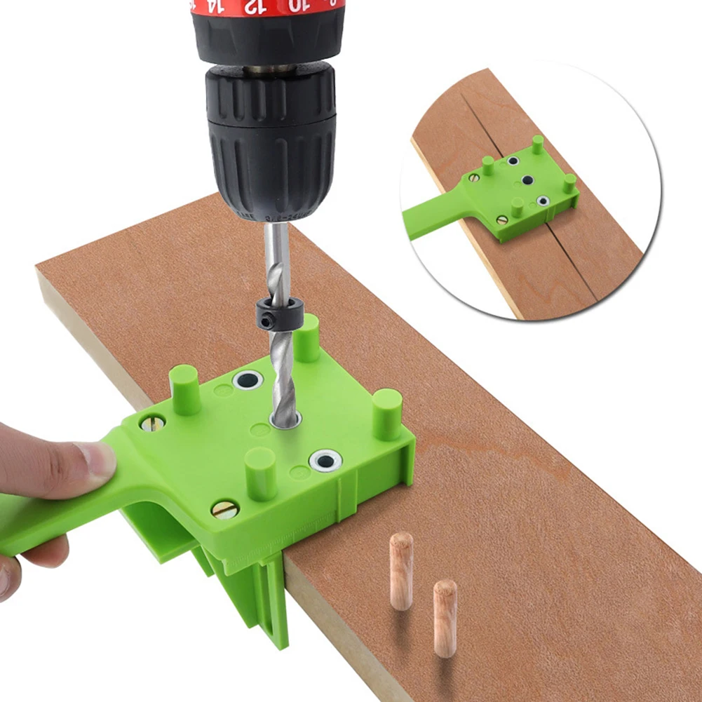 

6/8/10mm Vertical Pocket Hole Wood Dowelling Jig Kit Punching Hole Locator Handheld Drill Guide Puncher DIY Woodworking Tools