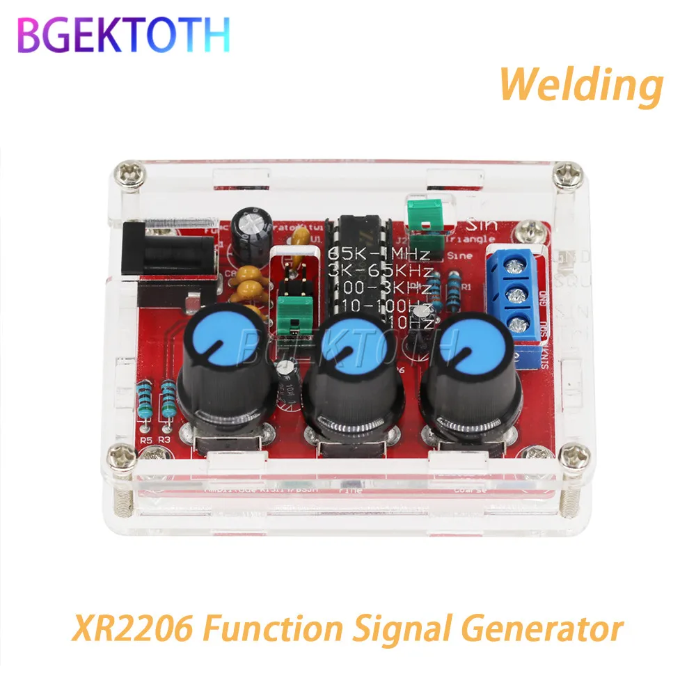 Функция генератор сигналов DIY Kit синус/треугольник/квадратный выход 1 Гц-1 МГц генератор сигналов Регулируемая амплитуда частоты XR2206 - Цвет: Full Assembled RED