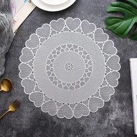 placemat set of 6 38cm in diameter irregularly round pads love flowers pattern hollow placemats dining table decor mats for dish