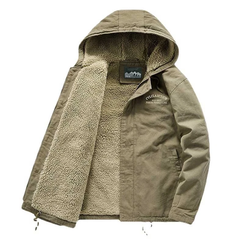 

MOIRUANCLE Men's Military Style Cargo Jackets And Coats Winter Fleece Lined Thick Warm Outdoor Tactical Parkas Windbreaker Tops
