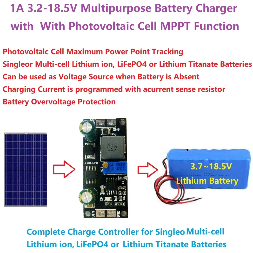 MPPT контроллер солнечной батареи 1A 3 2 V 7 8 4 11 1 14 литий-ионный LiFePO4 титанатный