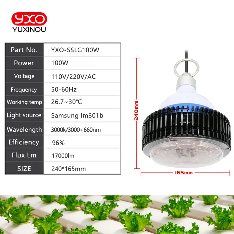 Светодиодный светильник 100W Samsung Board LM301B QB288 полного спектра 3000K 3500K для вегетации и цветения растений внутри помещений без драйвера.