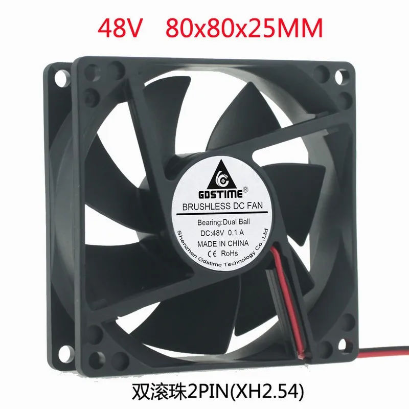 Бесщеточный вентилятор охлаждения с двумя шарикоподшипниками 12 В 24 48 2 контакта