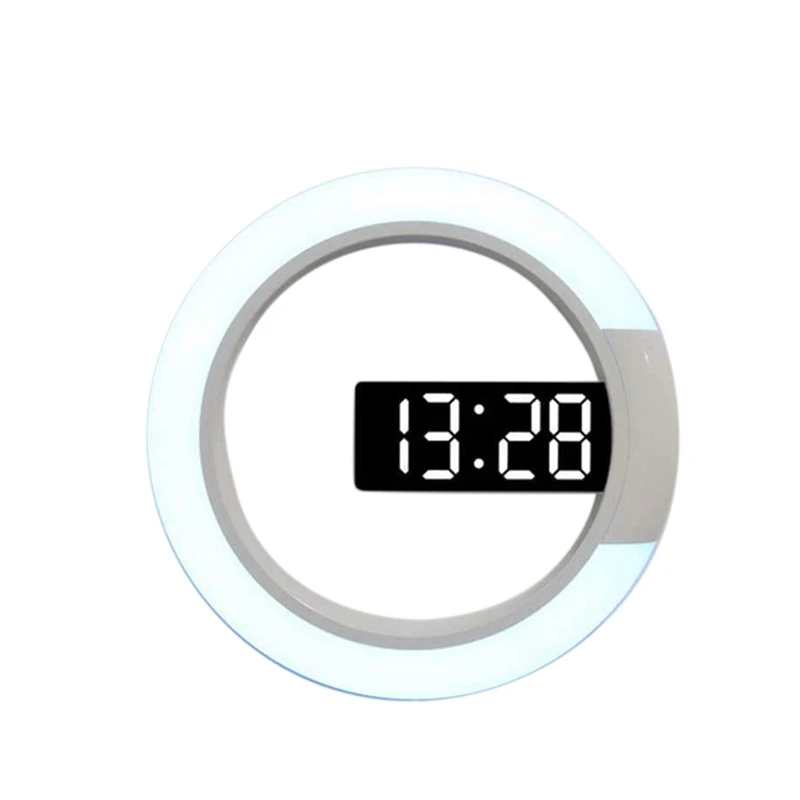 

Led Mirror Hollow Wall Clock Multifunctional Creative Clock Home Creative Thermometer Digital Alarm For Decoration