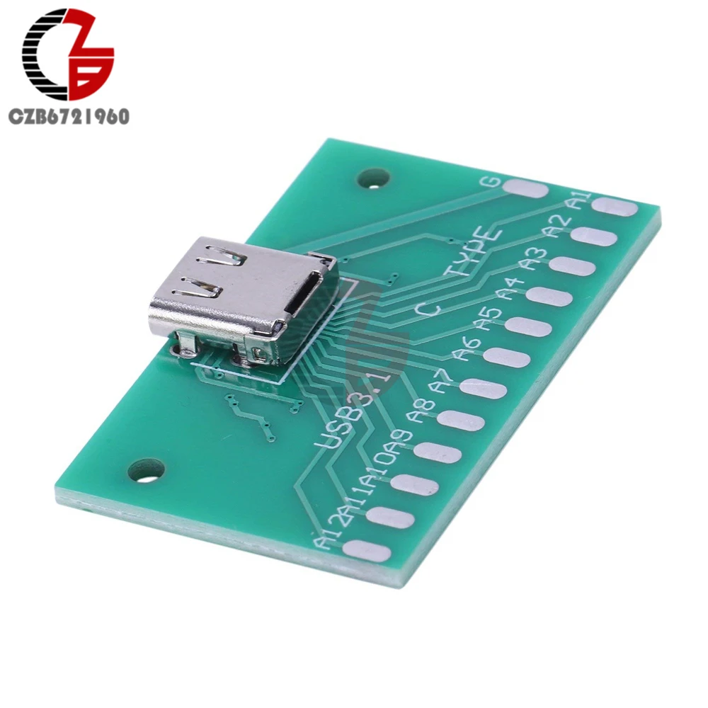 Type-C USB3.1 Female Connector Adapter Test Board USB 3.1 24P 24Pin Socket Base PCB for Arduino 2.0 DIY | Обустройство дома