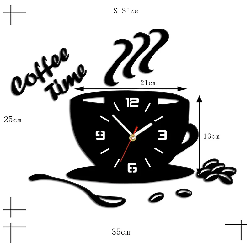 3D DIY Clock Acrylic Wall Modern for Kitchen Home Decor Cup Shape Sticker Hollow Numeral | Дом и сад