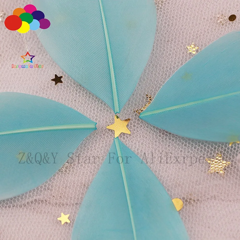 Натуральный 5-9 см гусиное перо твердая плавающая голова окрашенная светло-синяя 100 шт. DIY ремесло ювелирные изделия шар пузыря декоративное перо