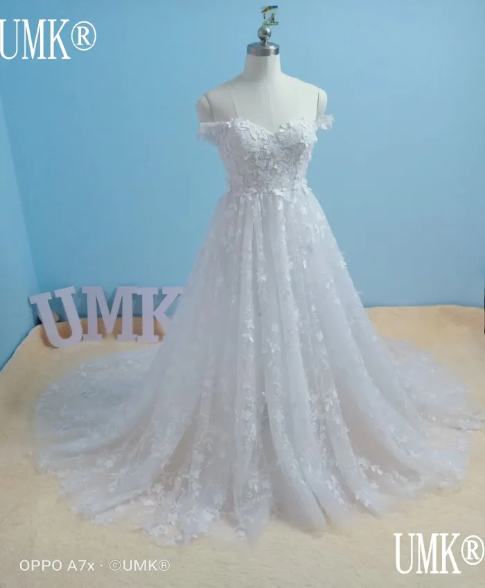 Кружевное свадебное платье UMK с 3D цветами сексуальное прозрачное Тюлевое