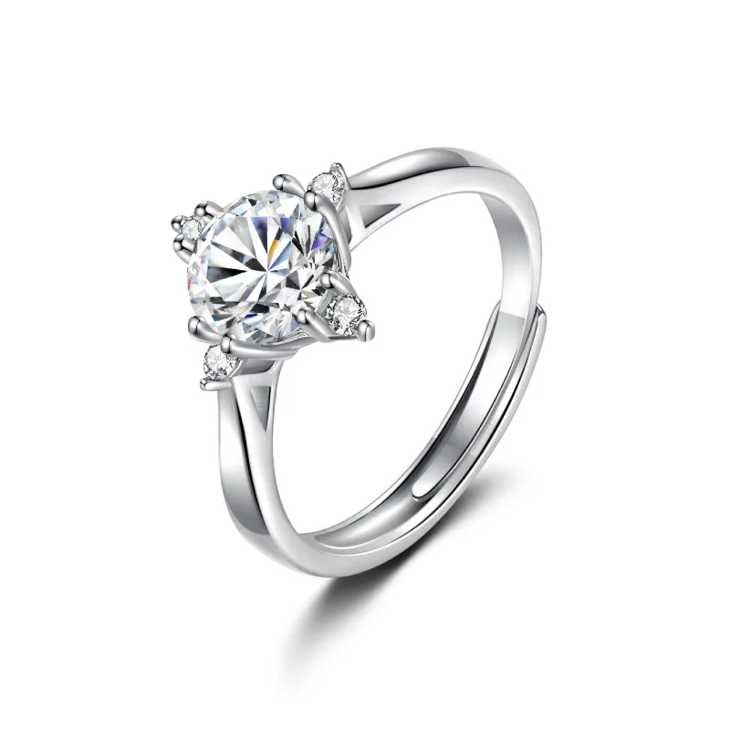 

Mossan Diamond Ring Lady Diamond 925 Sterling Silver Carat Wedding Ring Girlfriend Valentine's Day Diamond Ring Engagement Gift