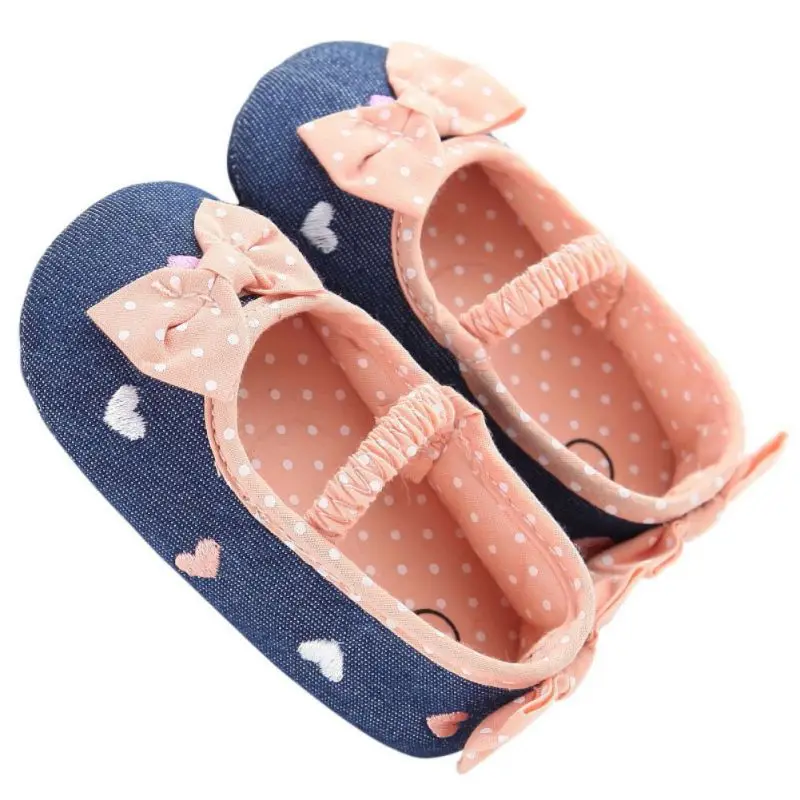 

2021 Soft Soled Girls baby First Walkers Bow Crib Shoes 0-18M