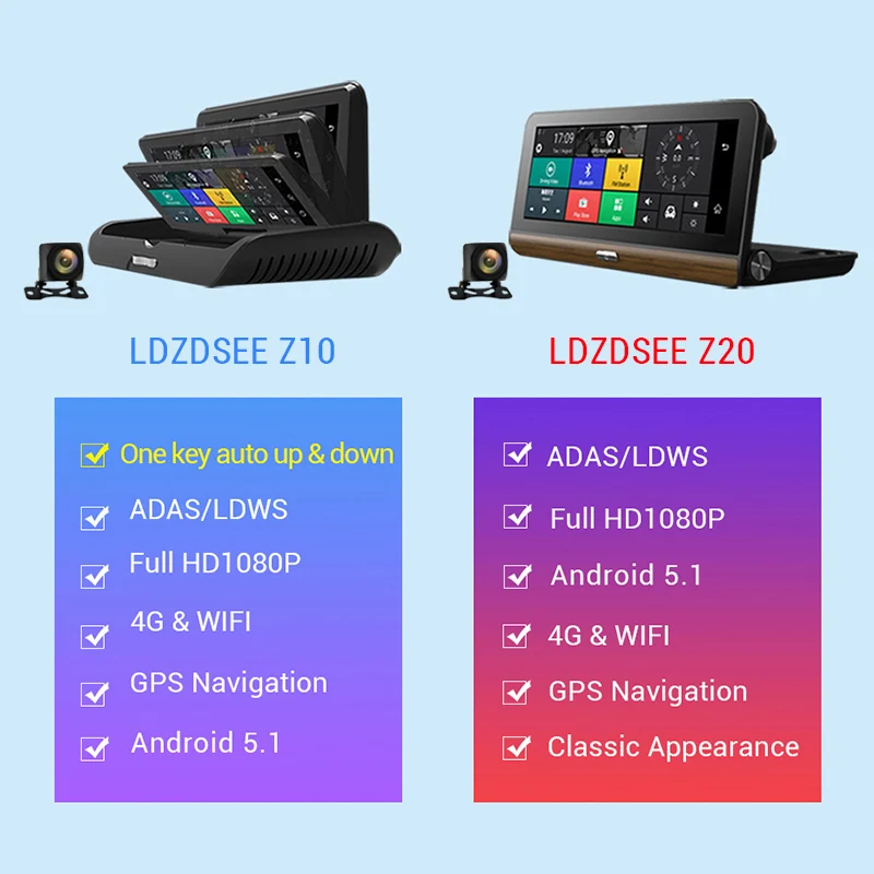 LDZDSEE 4G ADAS Full HD 1080P Автомобильный видеорегистратор Камера 7,84 дюймов ips Android видеорегистратор gps камера заднего вида Авто регистраторы