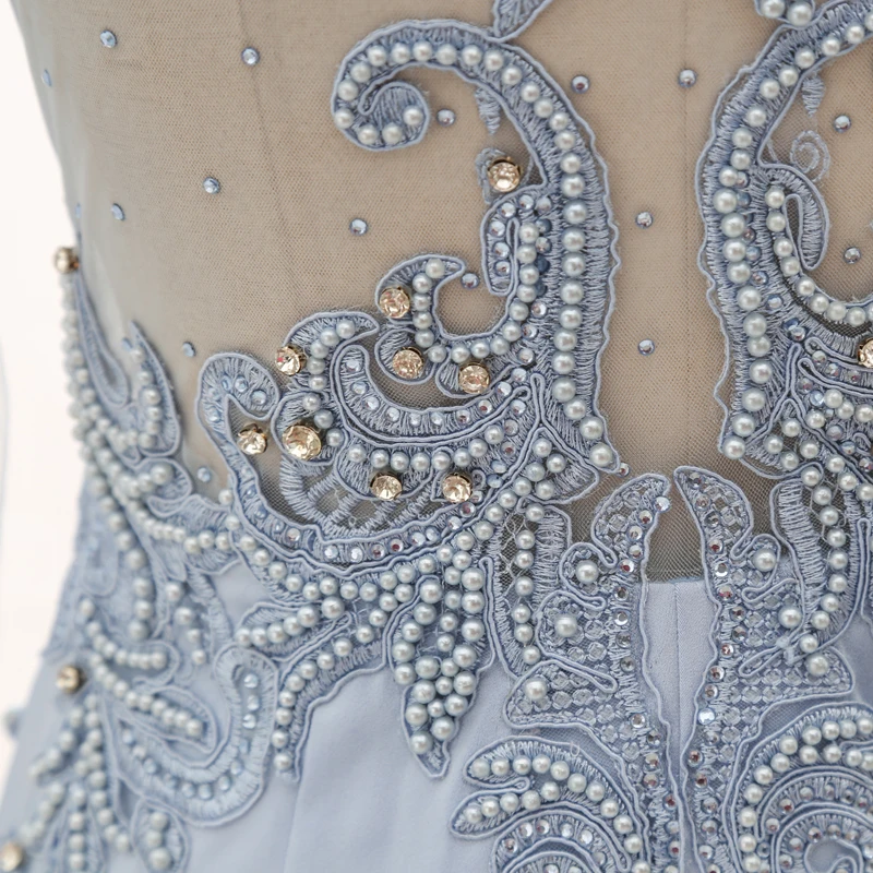 Stock Clean Long Mermaid Sexy Prom Dresses Full Beads Long Sleeves Evening Gown 210226-051