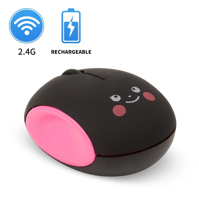 

Cute Cartoon Silent Rechargeable 2.4GHz Optical Mice 1600DPI USB Wireless Mouse for Girl PC Laptop Desktop Notebook