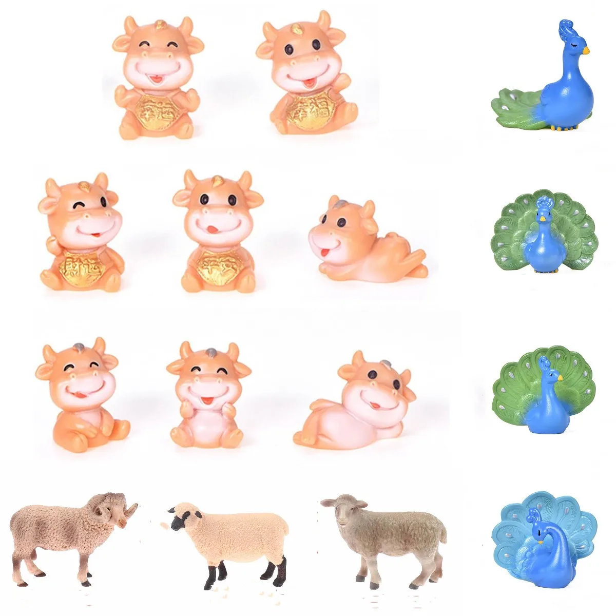 

Simulation Peacock ＆ Zoo Sheep Mode ＆ Ox Animal Model Micro Landscape DIY Bonsai Succulent Decoration Ornaments