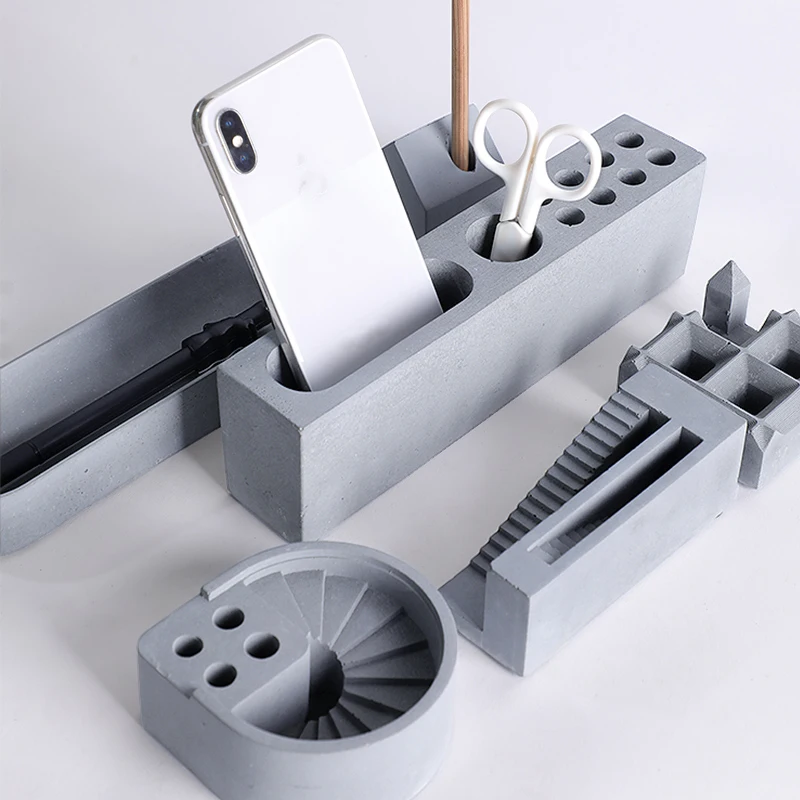 

Multi-function Pen Container Holder Concrete Molds Penholder Plaster Silicone Mold For Desk Decor Cement Clay Mould