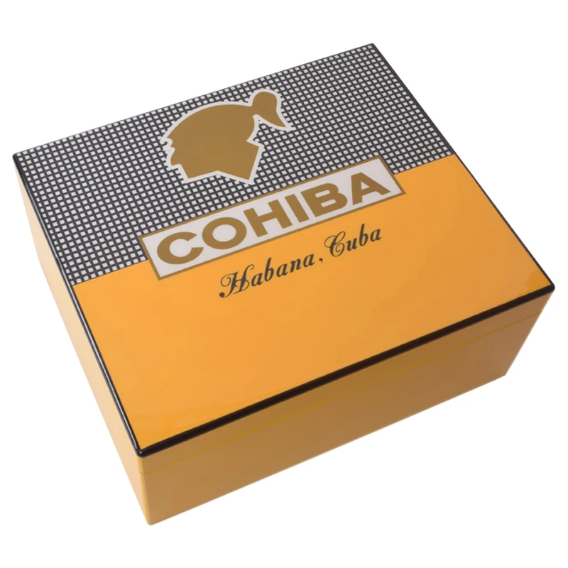 

Cohiba Высококачественная желтая сигарета кедровый деревянный ящик хьюмидор, коробка для сигар для путешествий с влажным гигрометром, хьюмид...