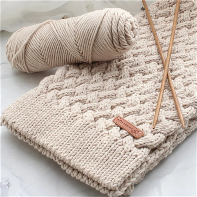 1 шт. 100 г длинная стеганая хлопковая пряжа толстая для вязания детского крючком