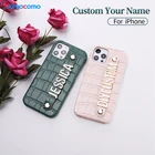 Роскошный чехол из крокодиловой кожи с именем под заказ для телефона iphone 11 12 13Pro Max Mini 7 8 Plus X XR XS Max, металлический чехол с алмазными буквами