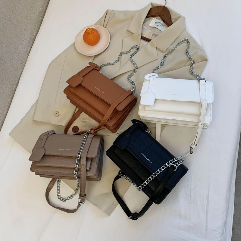 Мода цепи для девушек сумки на плечо повседневная сумка маленькая квадратная