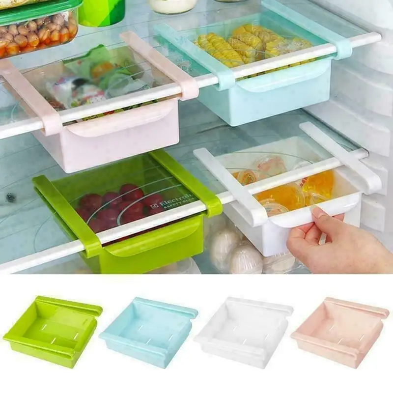 

Refrigerator Freezer Storage Box Kitchen Freezer Fridge Space Saver Storage Box Organizer Holder Shelf Rack