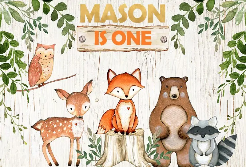 Фон для вечерние съемки с изображением леса лисы вечеринки в честь рождения