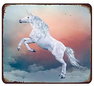 

Royal Tin Sign Funny Creative Animals Unicorn Horse 11.8 11.8 inches, Square Metal Signs for Home Gas Retro