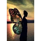 Полноразмерная картина с изображением бабочки женщины Ангела, квадратная, круглая, алмазная 5D картина сделай сам, Алмазная мозаика, вышивка стразы, картина, оптовая продажа