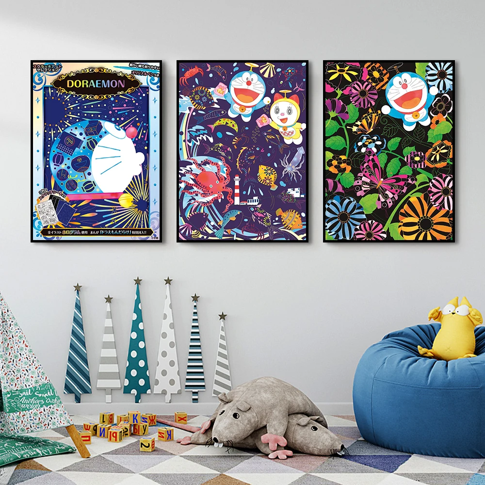 

Doraemon Poster Japan Anime Wall Decor Prints Canvas Art Cartoon Painting Wall Picture for Kids Room Japanese Manga Home Decor