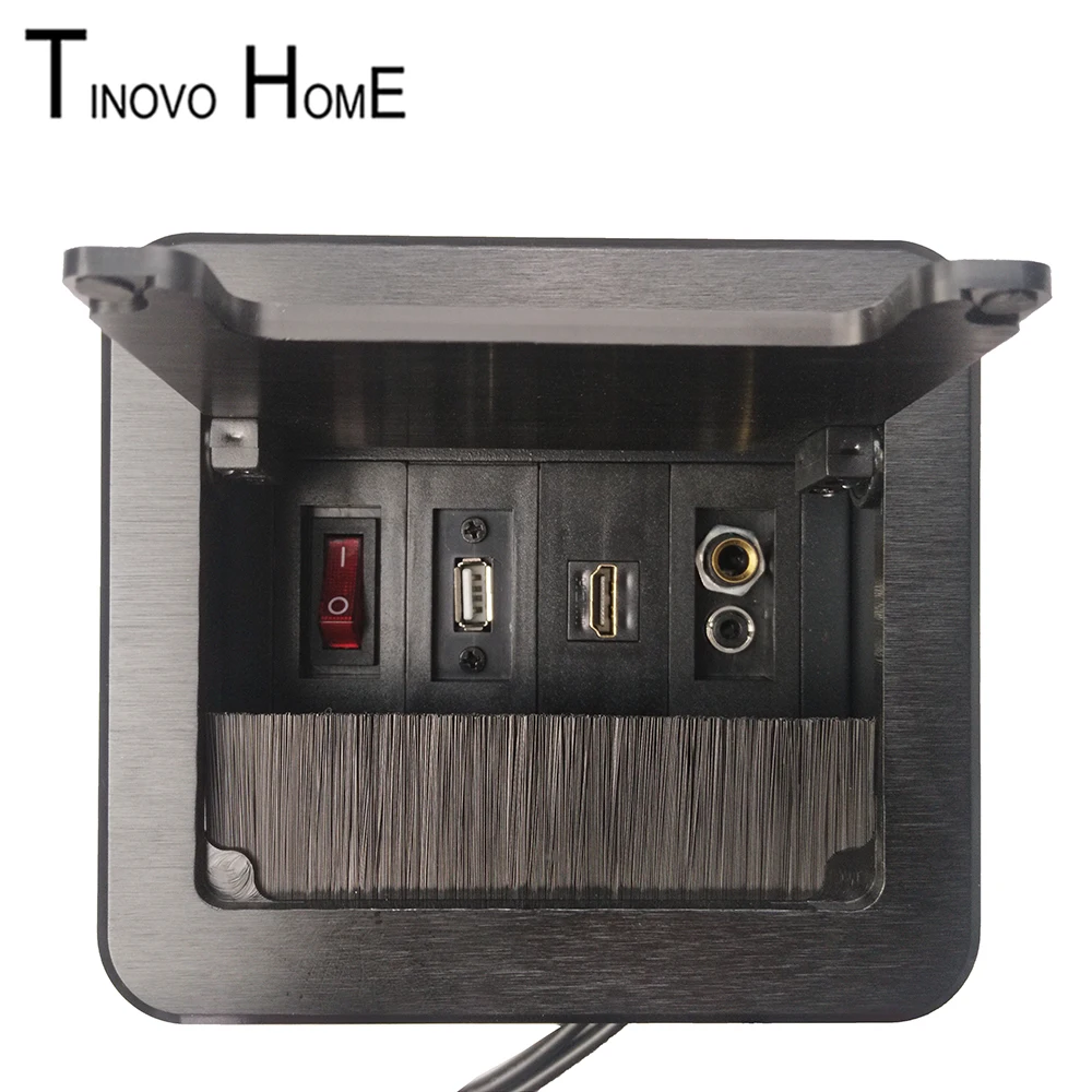 Настольная розетка из алюминиевого сплава с щеткой/мини-розетка/комбинация