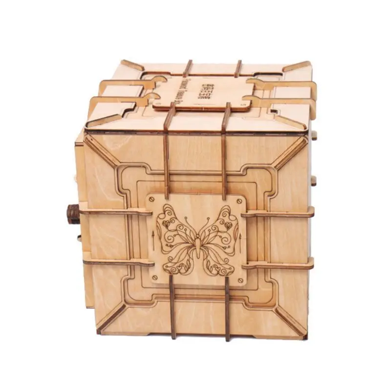 

3D Puzzles Wooden Password Treasure Box Mechanical Puzzle DIY Assembled Model F3ME