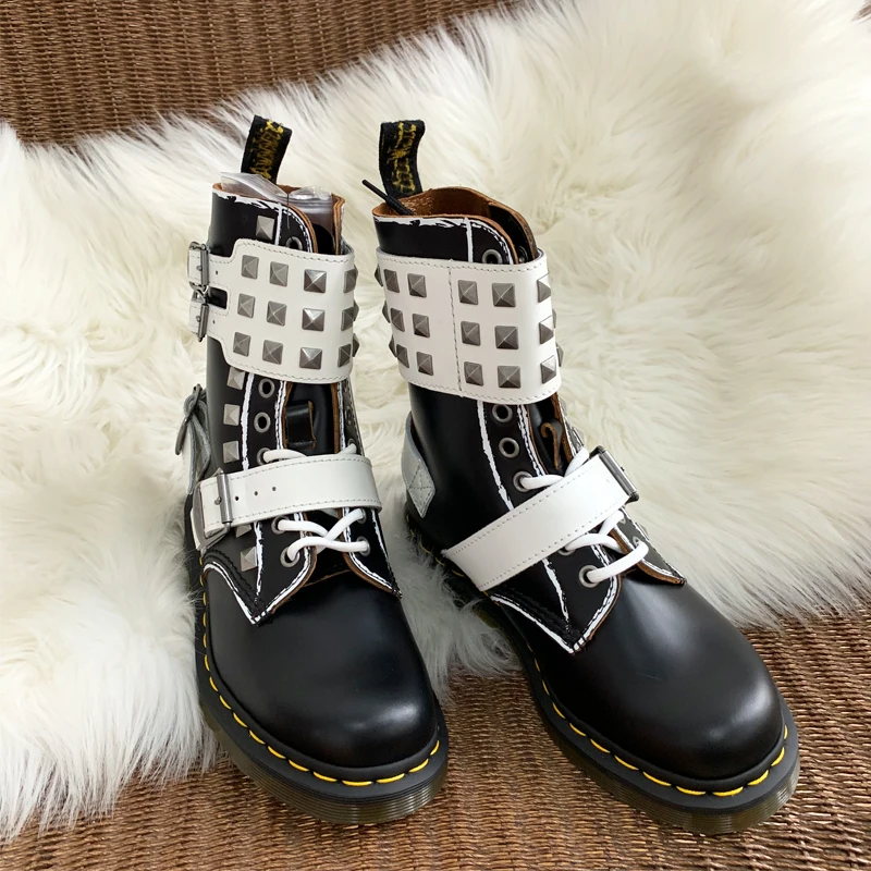 Ботильоны в стиле панк с заклепками и шипами женские модные дизайнерские