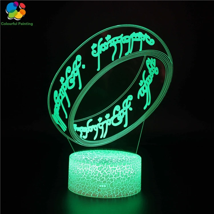 Remote Control Art Abstract Gift 3D Light LED Crack Base Illusion Night 7 Colors Changing 3AA Battery Powered USB Lamp 15 | Освещение