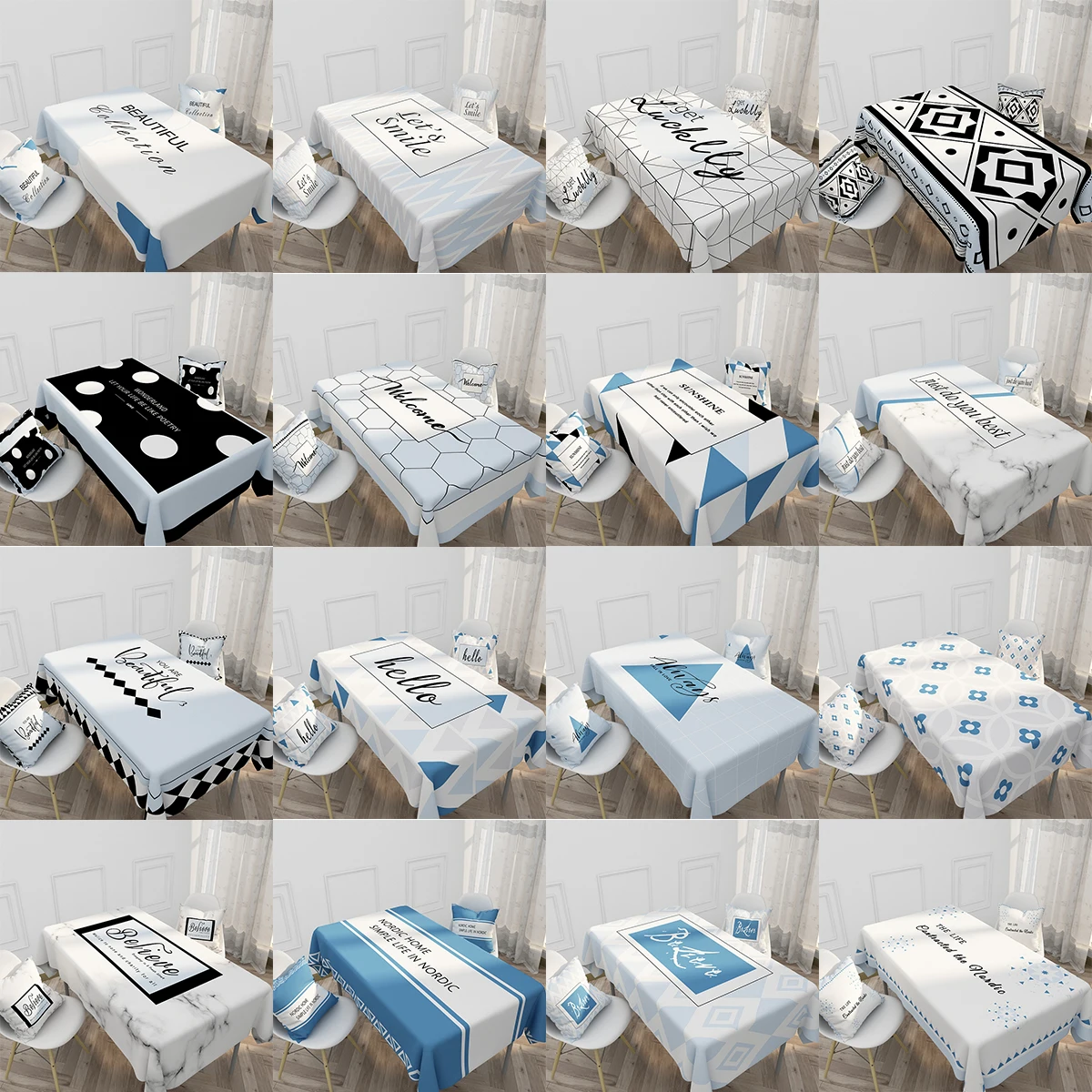 

Zerolife Rectangular Tablecloth Waterproof Bule Black Dinning Table Cover Wedding Party Christmas Decoration For Home Kitchen