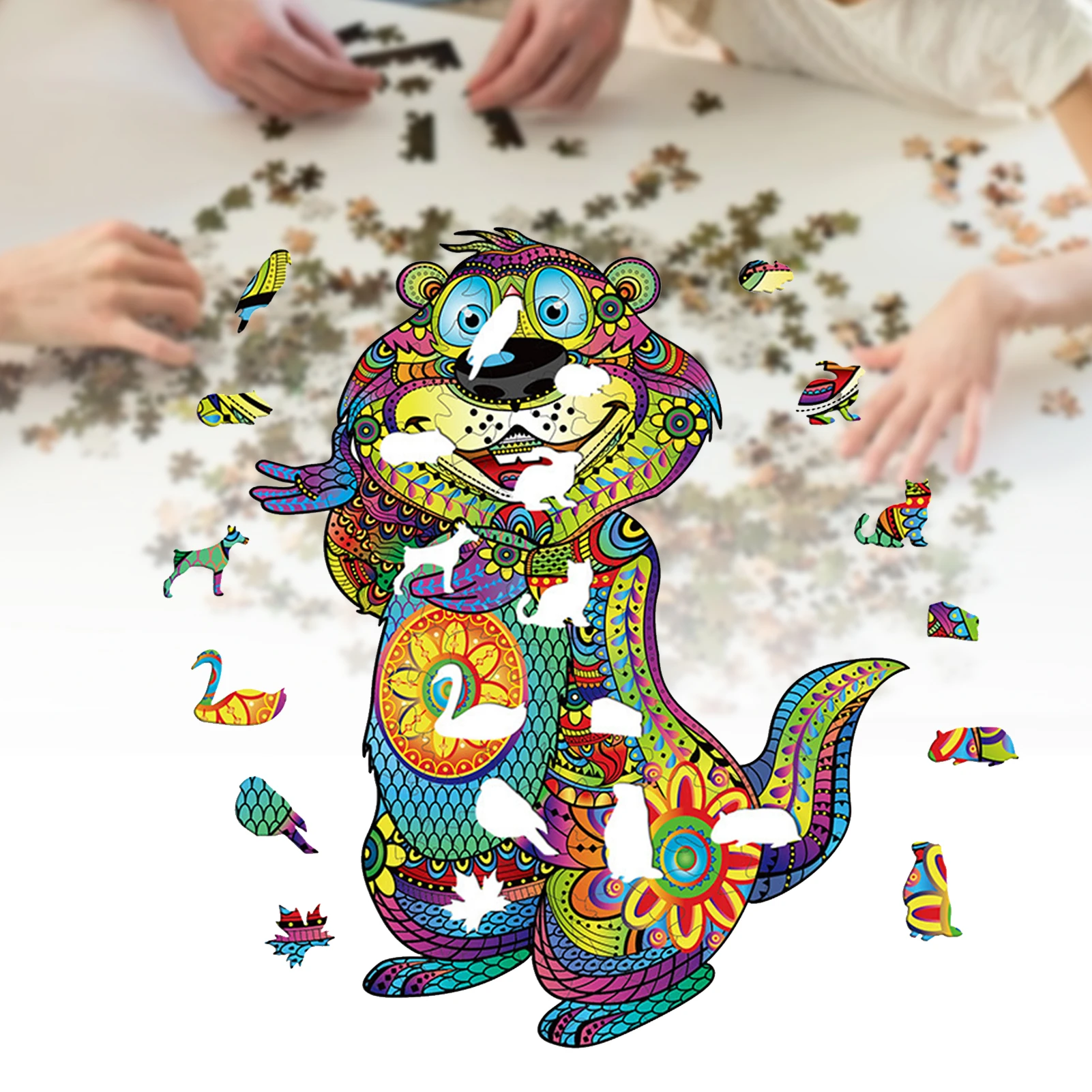 

Kids Wooden Cute Groundhog Animal Jigsaw Puzzle Board Early Educational Toy