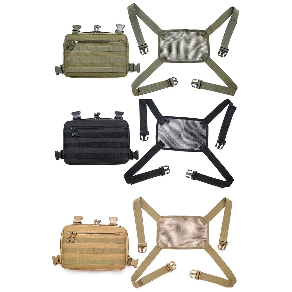 

Men Chest Bag Molle Front Pack Backpack Hip-Hop Pouch Hunting Military Combat Bags Streetwear Front Pack Vest Breathable Mesh