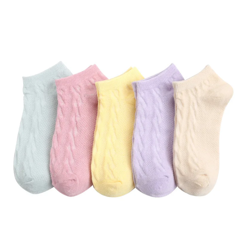 

5 Pairs of Socks for Women In Spring and Summer, New Thin Shallow-mouth Cartoon Cute Invisible Casual White Pink Ladies Socks
