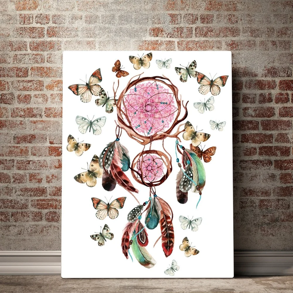 

Nordic Canvas Painting Poster Feathers Butterflies Painting Canvas Wall Art Picture Home Living Room Decoration
