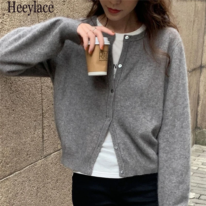 

Autumn Winter Solid Women Knitted Cardigans 2021 New Long Sleeve Casual Single Breasted Sweaters Female Fashionable Tops