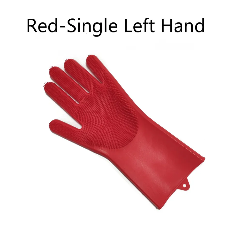 Red-Left Hand Одна силиконовая щетка для мытья посуды, перчатки для мытья автомобиля, перчатки для мытья посуды, кухонные аксессуары - Цвет: Red-Left Hand