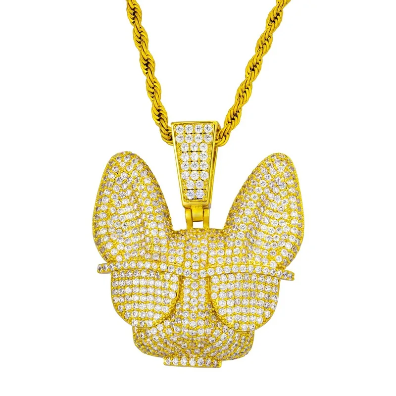 

Hip Hop Pendant Witty Dog Bling PCCN0343 Iced Out Necklace Men Rapper Jewelry Copper