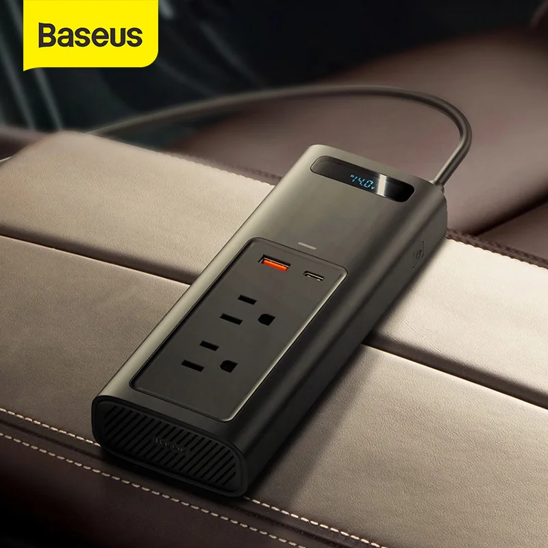 Автомобильный инвертор Baseus 150 Вт, постоянный ток 12 В в переменный ток 110 В, автомобильное быстрое зарядное устройство USB Type C для автомобильного адаптера питания - изображение
