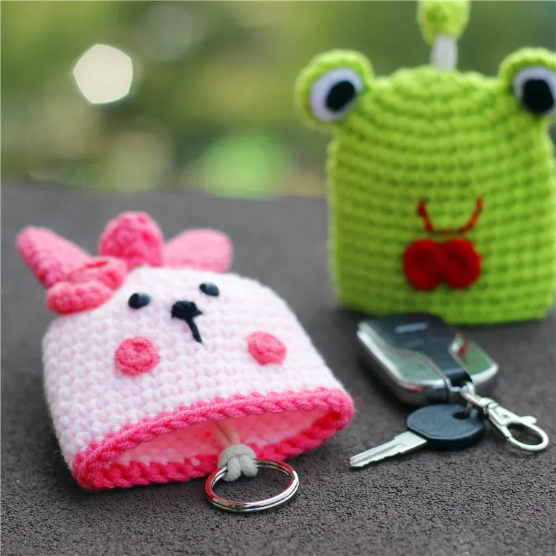 Ручная вязаная шерстяная сумка для ключей Женская милая мультяшная с мультяшным
