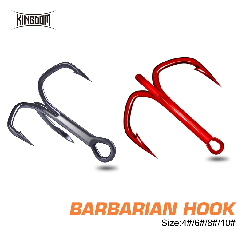 

Kingdom 5pcs/lot Carbon Steel Fishing Hooks Treble Sharp Strong Barb With Feather Hook 6# 8# 10# Anti-corrosion Durable Hooks