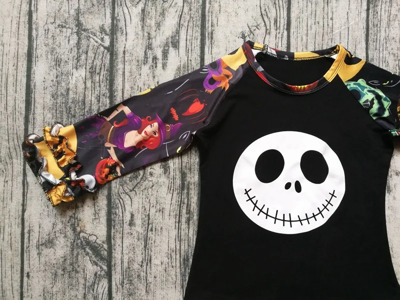 Дети Хэллоуин рубашка девушка мультфильм Тыква череп печати топы с длинными