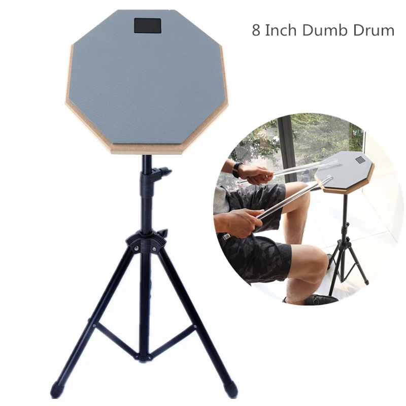 

8 Inch Rubber Wooden Dumb Drum Beginner Practice Training Drum Pad with Stand / Stick Optional for Percussion Instruments Parts