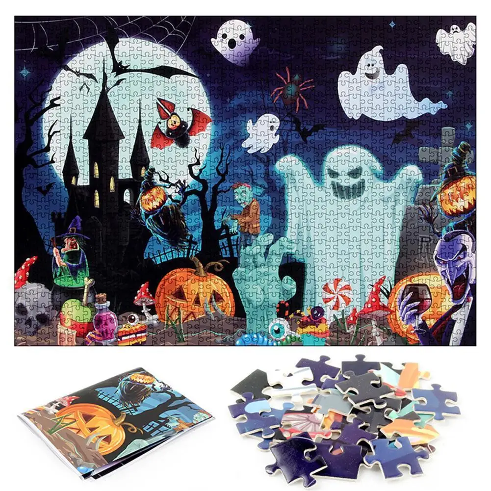 

Halloween Shadowy Castle Plane Jigsaw Puzzle 1000 Pieces For Adults Halloween Theme Limited Gift Pumpkin Ghost Decorative Painti