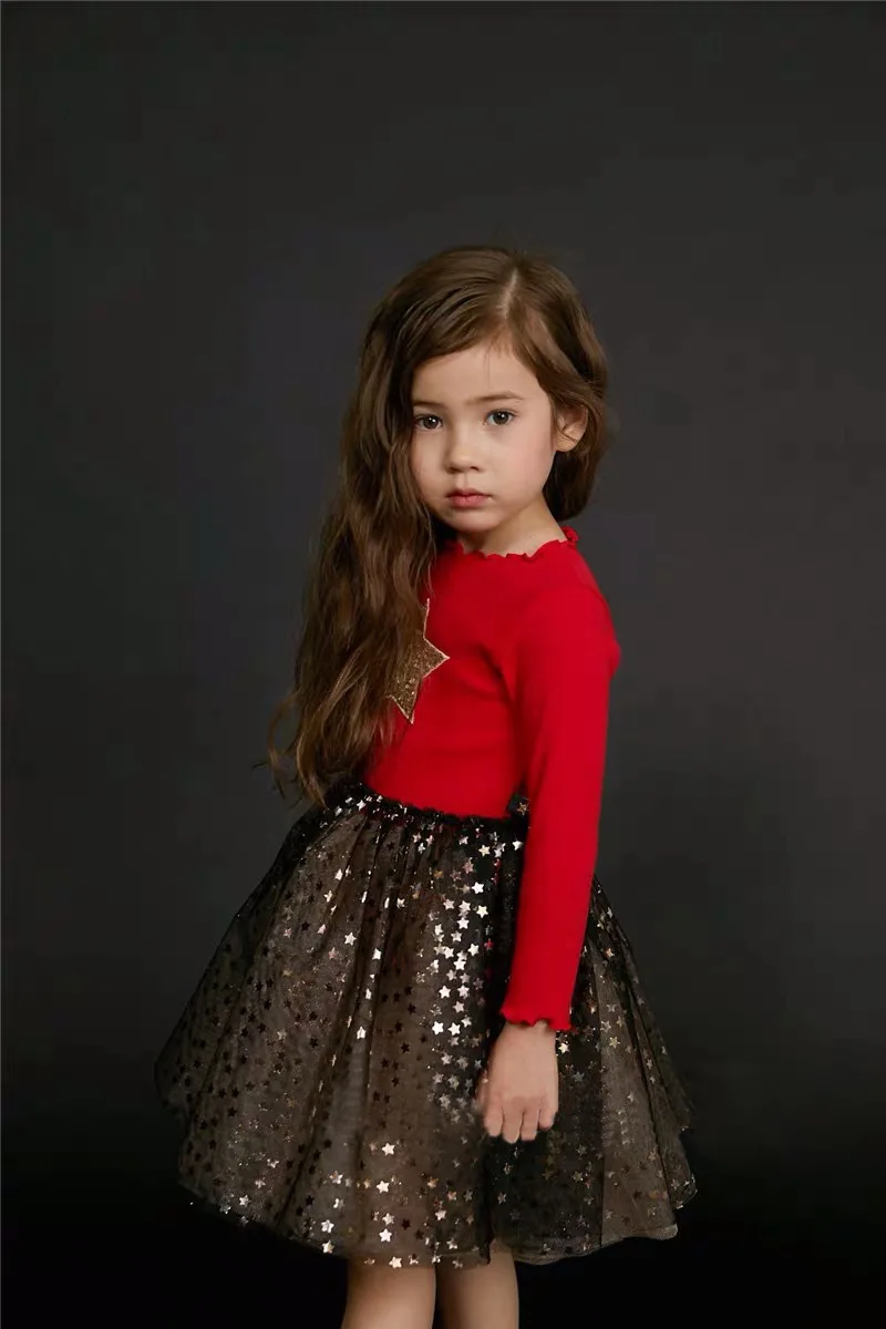 Платье для девочек осень 2019 платье принцессы из тюля с длинным рукавом и