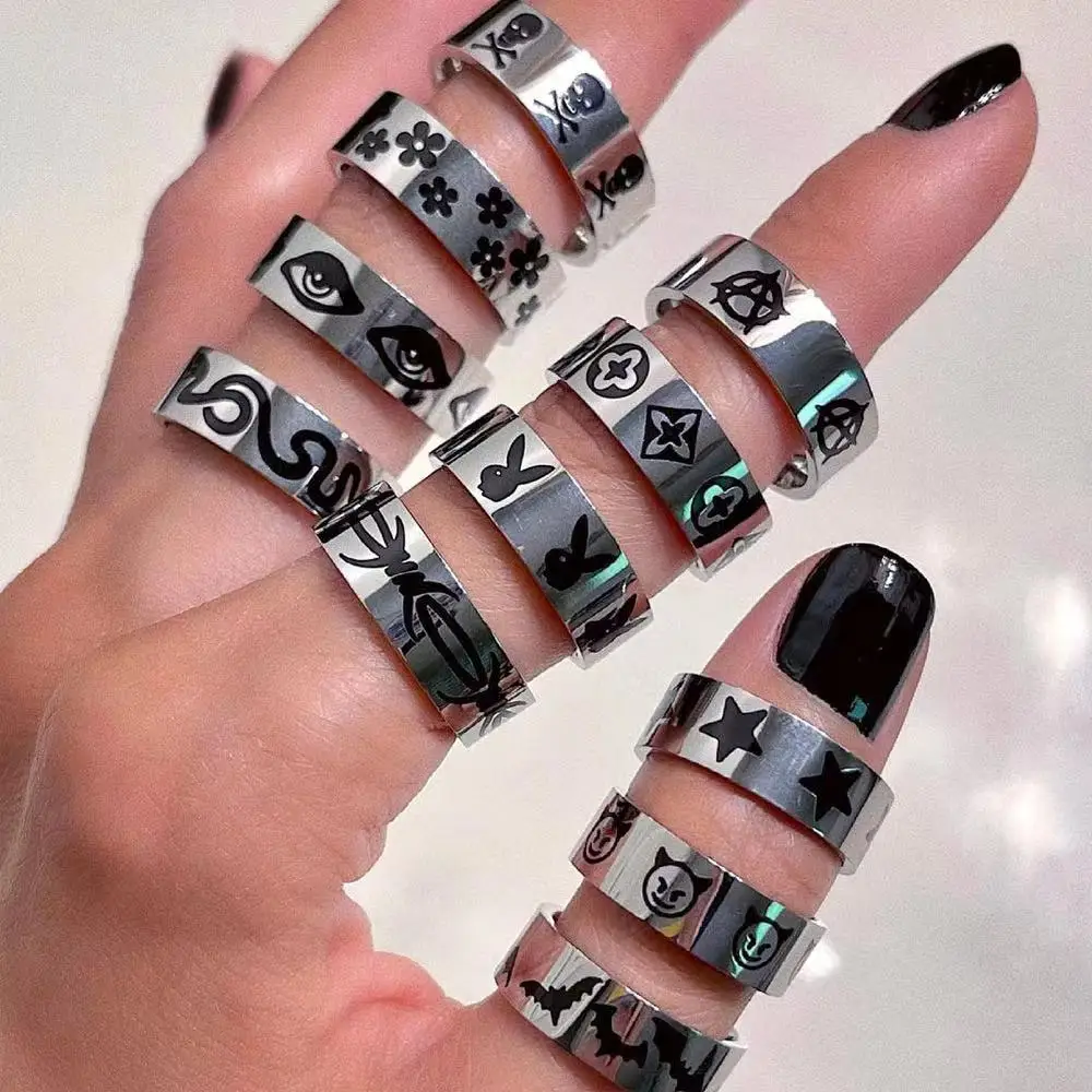 Новые Модные Винтажные готические кольца в стиле хип-хоп панк из нержавеющей